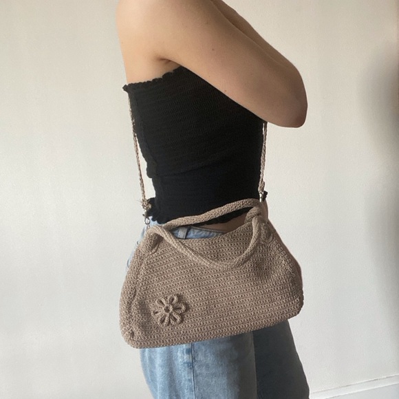 Vintage Beige Crochet Shoulder Bag - Picture 4 of 11